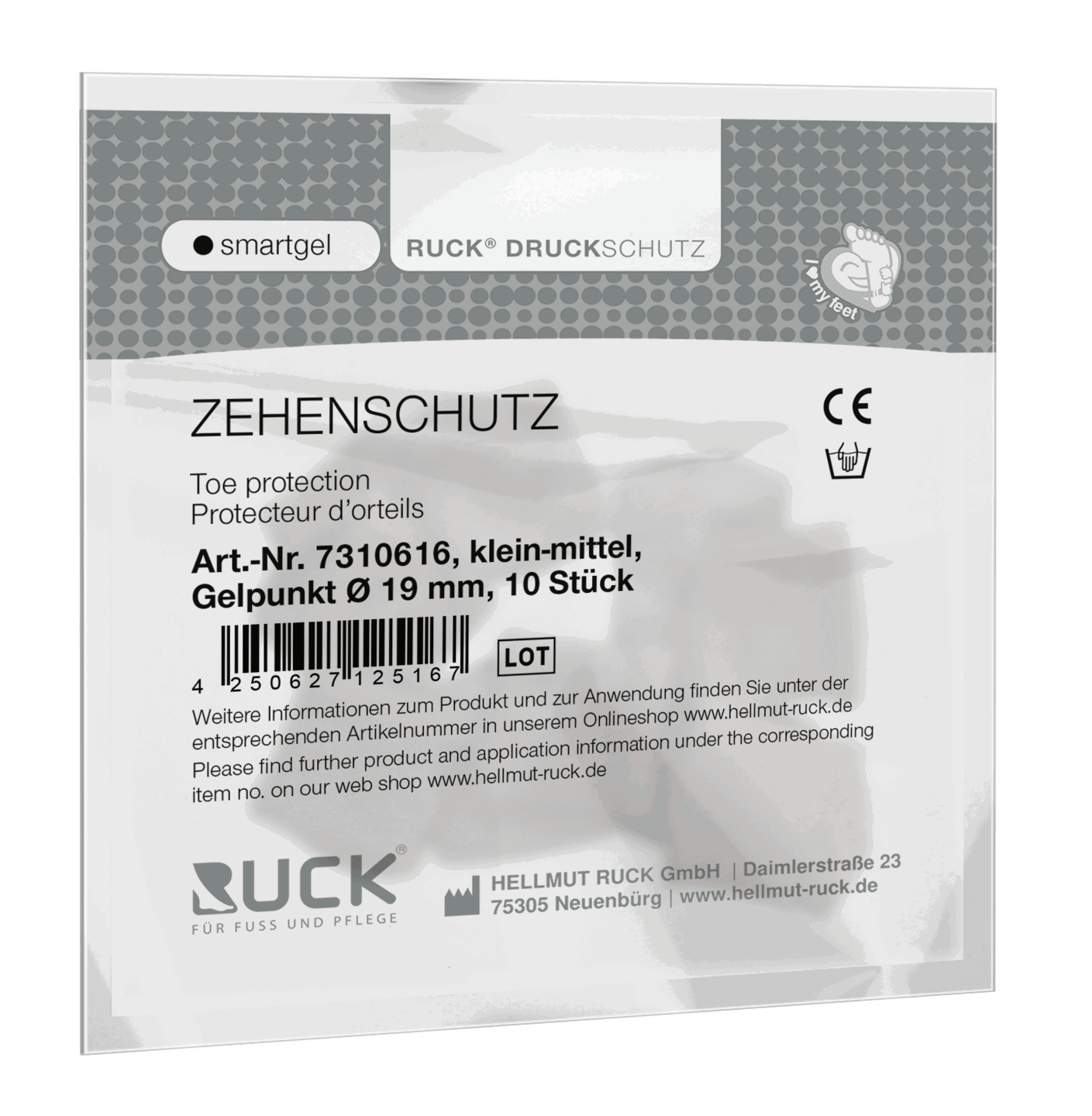 RUCK DRUCKSCHUTZ smartgel Zehenschutz | klein-mittel Gelpunkt Ø 19 mm 10 Stück