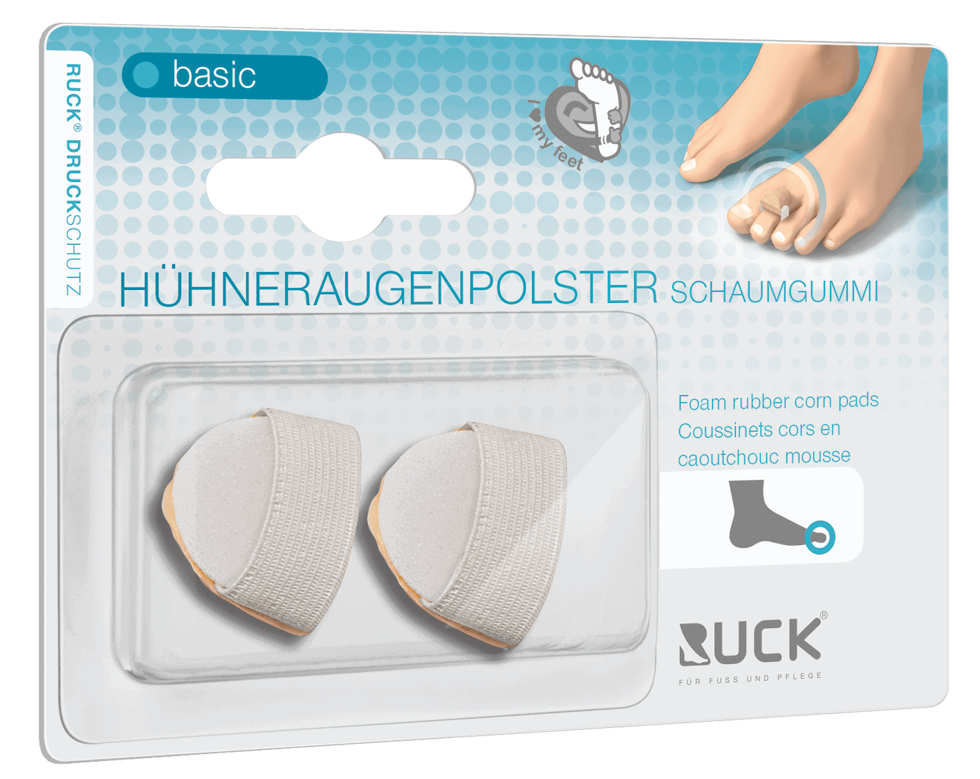 RUCK Druckschutz basic Hühneraugenpolster Schaumgummi | Größe 2 | 2 Stück