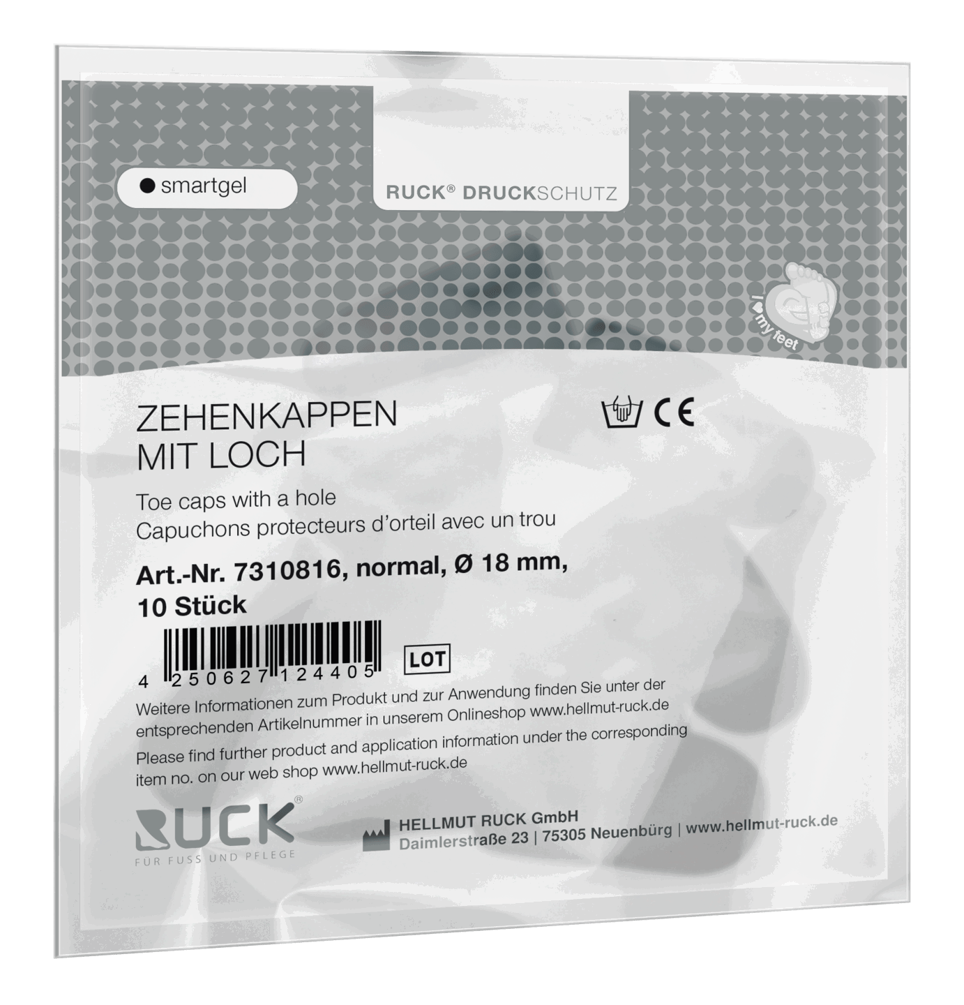 RUCK SmartGel Zehenkappen mit Loch Loch Gr. M, Ø 18 mm, 10 Stück
