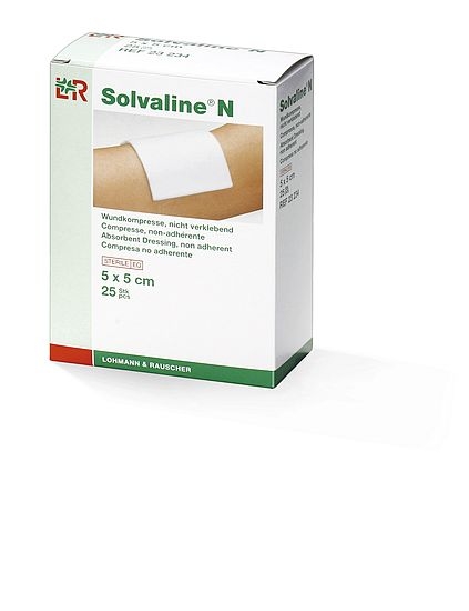 Solvaline N, sterile Wundkompresse, 5 x 5 cm, 25 Stück Solvaline N, sterile Wundkompresse, 5 x 5 cm, 25 Stück