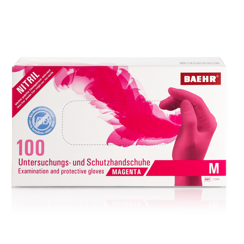 BAEHR Einmalhandschuhe Nitril MAGENTA | M klein 100 Stück  BAEHR Einmalhandschuhe Nitril MAGENTA | M klein 100 Stück