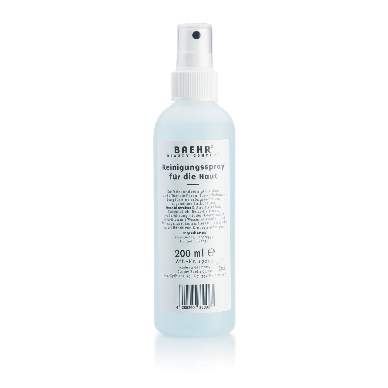 BAEHR BEAUTY CONCEPT - Reinigungsspray vor der Depilation 200 ml BAEHR BEAUTY CONCEPT - Reinigungsspray vor der Depilation 200 ml
