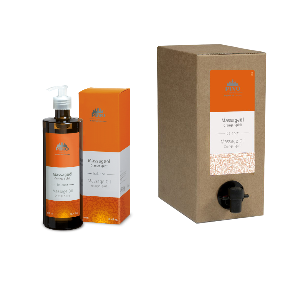 PINO naturreine Aroma Massageöle Orange Spirit - balance 0,5 l
