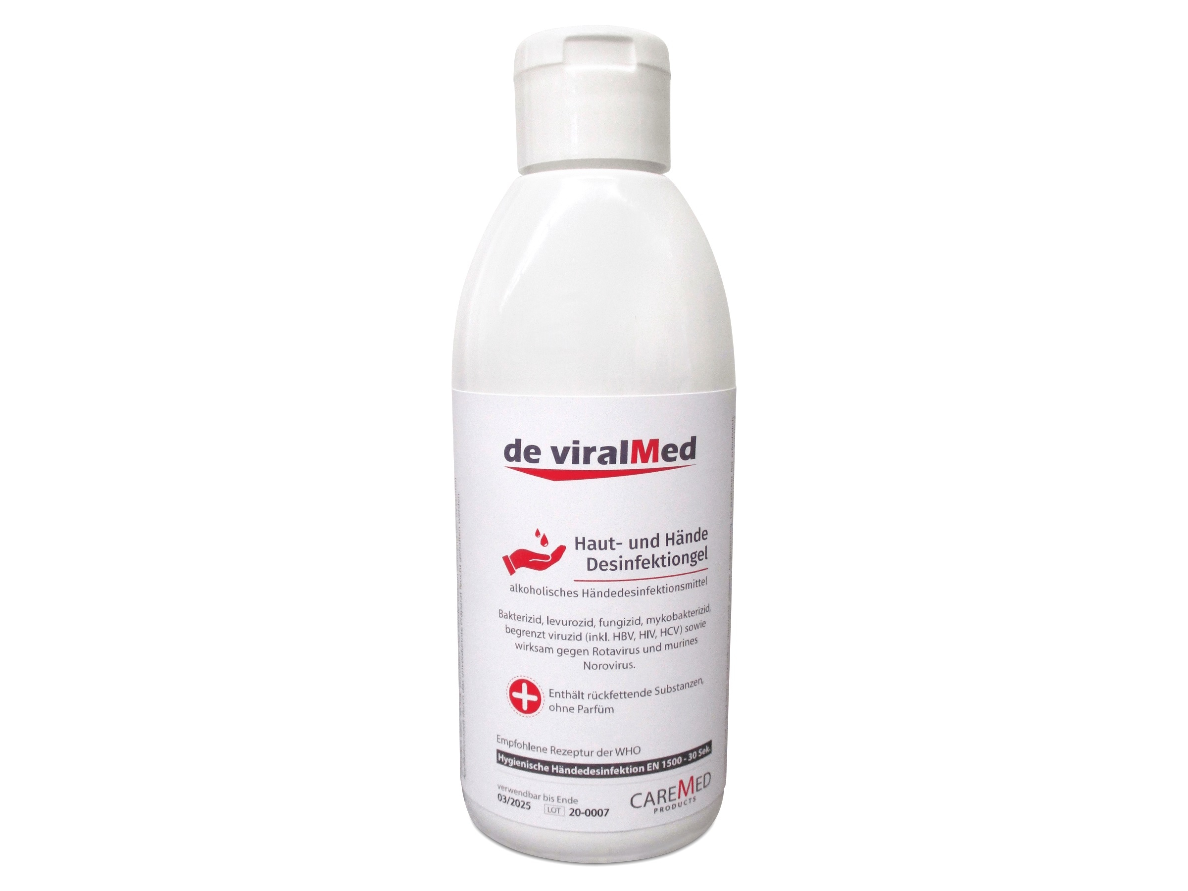 Hautdesionfektion und Händedesinfektion de viralMed Gel nach EN 1500 | 250 ml/ MHD: 03/2025 Hautdesionfektion und Händedesinfektion de viralMed Gel nach EN 1500 | 250 ml/ MHD: 03/2025