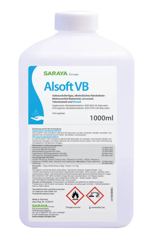 Saraya Alsoft VB Händedesinfektion 1000 ml Saraya Alsoft VB Händedesinfektion 1000 ml