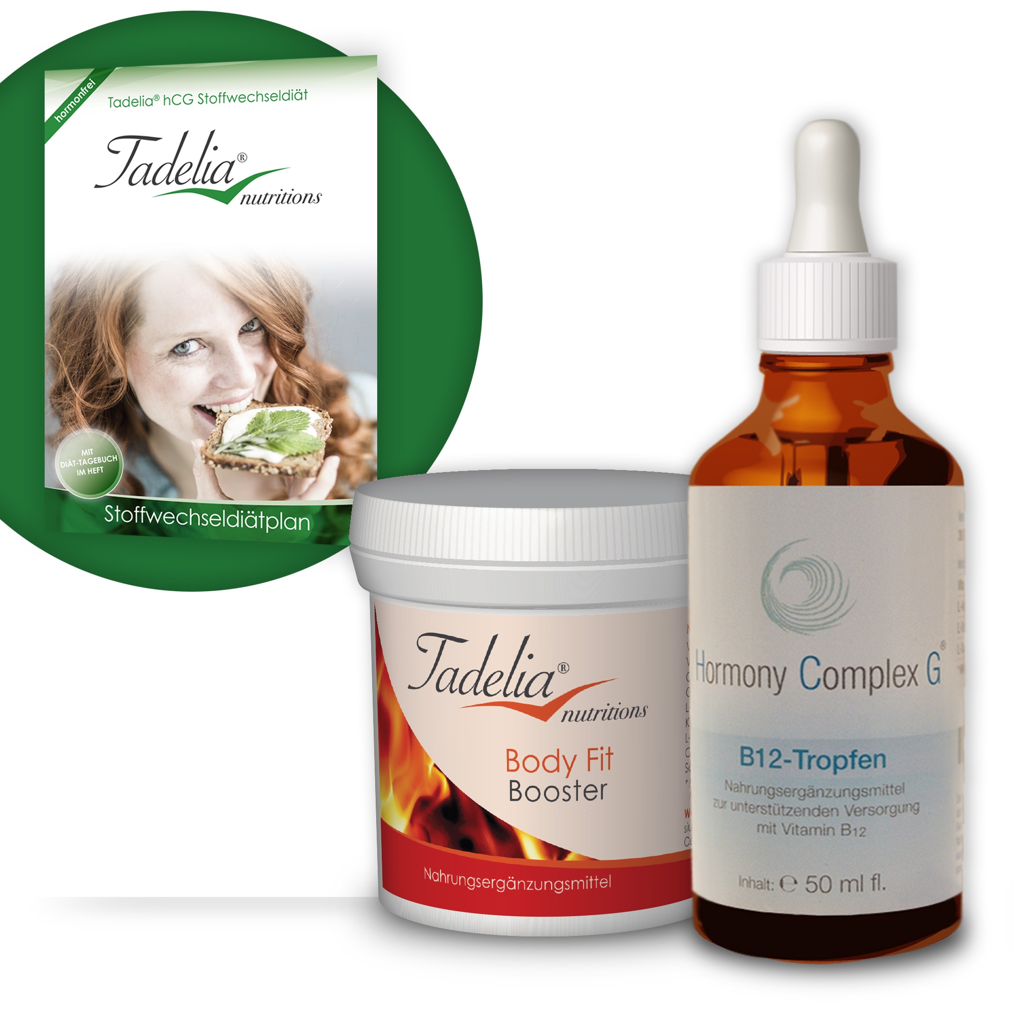 Tadelia® Body Fit Booster mit Tadelia hCG Stoffwechseldiätplan + Hormony Complex G B12 Tropfen Tadelia® Body Fit Booster mit Tadelia hCG Stoffwechseldiätplan + Hormony Complex G B12 Tropfen