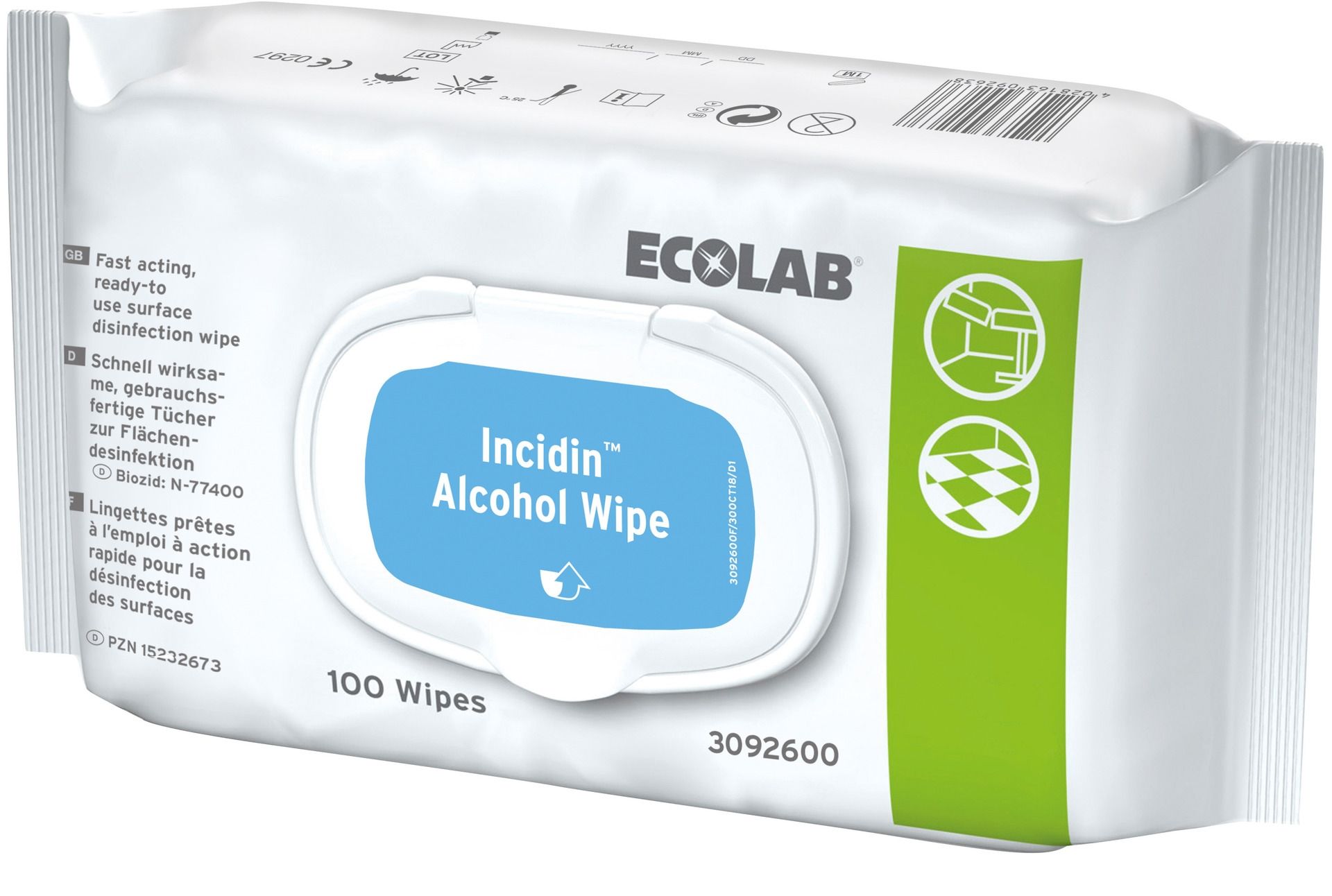 Ecolab Incidin Alcohol Wipes Softpack 100 Tücher Twv Grund